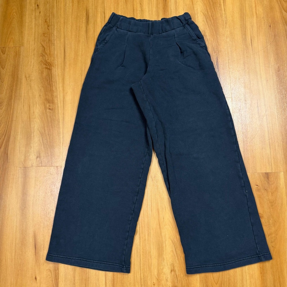 Aerie Black Wide Leg Fleece Sweatpants Women XS Regular 074552126